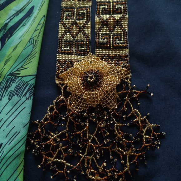 Large Colombian Mostacilla / Beaded handmade necklace, unique and elegant. - Picture 9 of 10